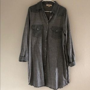 Grey Stripe Button Dress